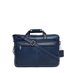 WildHorn Men Blue Textured Leather Laptop Bag-picture-29