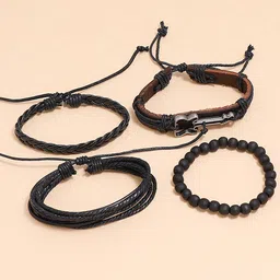 Fashion Frill Men Set Of 4 Leather Wraparound Bracelet image 1