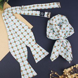 Peluche Men White Polka Affair Open Bow Tie & Pocket Square Set-picture-29