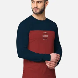 BULLMER Men Blue Colourblocked Cotton T-shirt image 5