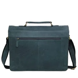 WildHorn Men Blue Textured Leather Laptop Bag image 3