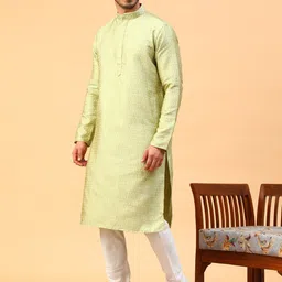 TABARD Abstract Woven Design Thread Work Jacquard Kurta image 3