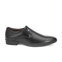 INVICTUS Men Black Solid Formal Slip On Shoes image 2