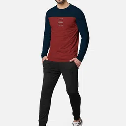 BULLMER Men Blue Colourblocked Cotton T-shirt image 4