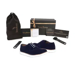 LOUIS STITCH Men Blue Suede Lightweight Sneakers image 2