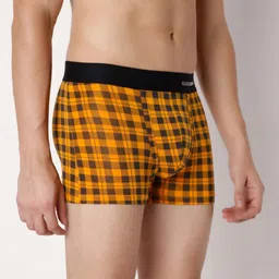 UnderJeans by Spykar Men Orange & Black Checked Cotton Trunk UJNPTS036 image 3