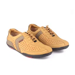 Red Chief Men Rust Textured Leather Sneakers image 3