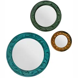 VAS collection home Blue & Green 3 Pieces Round Shape Wooden Wall Decor Plates-picture-22