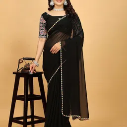 K 5 Fashion Embroidered Pure Georgette Saree-image-93