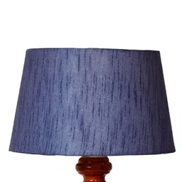 foziq Brown & Blue Textured Wooden Table Lamp image 2