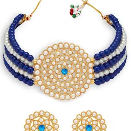 Sukkhi Gold-Plated Round Shaped Necklace & Earrings image 4