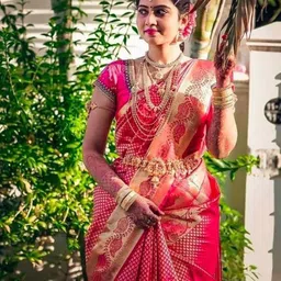 Marziyaa Ethnic Motifs Woven Design Zari Silk Cotton Banarasi Saree image 1