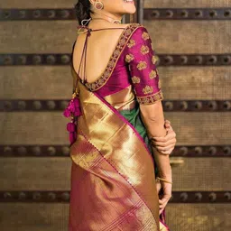 Miss Beelee Ethnic Motifs Woven Design Zari Silk Cotton Banarasi Saree image 3