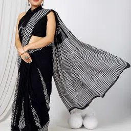 NIKHILAM Floral Pure Cotton Bagru Saree image 4