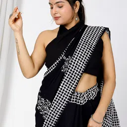 NIKHILAM Floral Pure Cotton Bagru Saree image 5