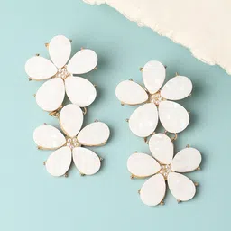 SOHI Gold Plated Contemporary Drop Earrings-picture-35