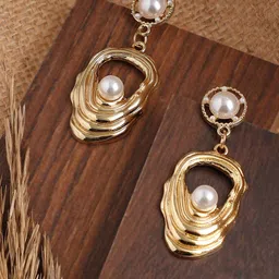 SOHI Gold-Toned & White Gold Plated Contemporary Drop Earrings-picture-30
