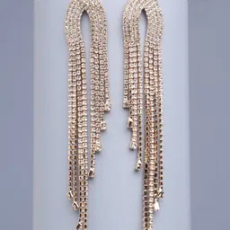 SOHI Silver-Toned Gold Plated Contemporary Drop Earrings image 1