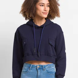 SPYKAR Women Blue Hooded Sweatshirt-image-81