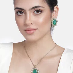 Estele Gold-Plated Kundan Studded Jewellery Set-image-3