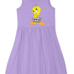 Wear Your Mind Girls Looney Tunes Printed Fit and Flare Cotton Dress-picture-48