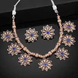 Estele Rose Gold Plated Floral Shaped Jewelry Set-image-56