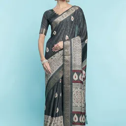 Mitera Ethnic Motifs Woven Design Jacquard Zari Art Silk Saree-image-87