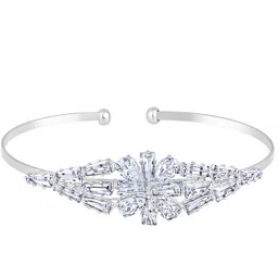 Mahi Rhodium-Plated Cubic Zirconia Cuff Bracelet-image-4