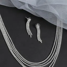 SOHI Silver-Plated Stone-Studded & Beaded Jewellery Set-image-43