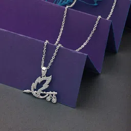 SILBERRY Rhodium-Plated Cubic Zirconia Contemporary Pendants with Chains-picture-22