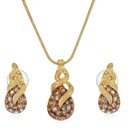 Estele Gold Plated Sparkling Drop Designer Necklace Set image 2