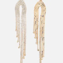 SOHI Silver-Toned Gold Plated Contemporary Drop Earrings image 3