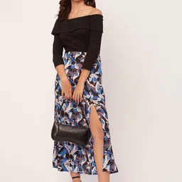 Moomaya Printed A-Line Midi Skirt image 4