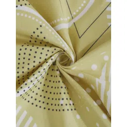 FABINALIV Yellow Geometric Cotton Blend Single Bedsheet with Pillow Cover image 4