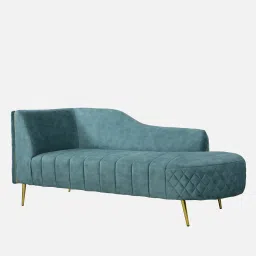 casacraft from pepperfry Valencia Velvet Chaise Lounger in Light Teal Colour image 3