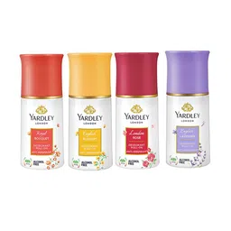 YARDLEY LONDON Set Of 4 Anti-Perspirant & Alcohol-Free Deodorant Roll-Ons - Royal Bouquet - English Blossom - London Rose - English Lavender - 50 ml Each-image-46
