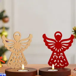 eCraftIndia Red & Gold-Toned Set of 2 Candle Holder image 4