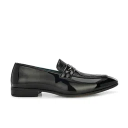 House of Pataudi Men Textured Formal Horsebit Loafers image 4
