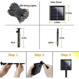 XERGY Off White Solar Powered 120 LED String Light for Outdoor Decoration image 5