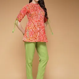 Indibelle Abstract Printed Pure Cotton Tunic With Trouser Co-Ords image 4