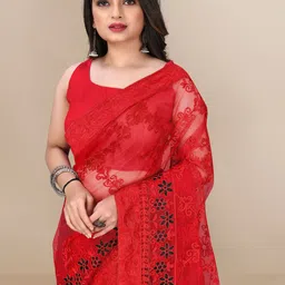 VAIRAGEE Floral Embroidered Net Saree image 5