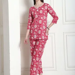 Rajnandini Printed Pure Cotton Tunic With Trousers Co-Ords Set-picture-5