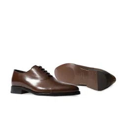 Rapawalk Coffee Brown Handcrafted Standard Width Leather Oxfords image 2