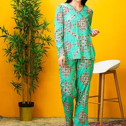 AV2 Floral Printed V-Neck Top With Trousers image 1