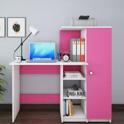 woodbuzz Marvel Writing Table In Frosty White And Pink Finish-picture-18