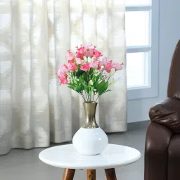 fourwalls Pink Fabric Hibiscus Bouquet Bunch Artificial Flowers image 1