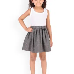 Miyo Girls Polka Dots Printed Pure Cotton A-Line Skirt-image-34