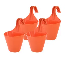 Kuber Industries Orange 4 Pcs Single Hook Plant Container Pots image 2