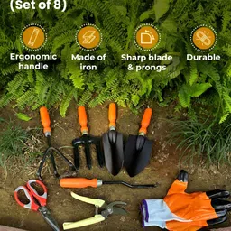 Cinagro Orange & Black 8 Pieces Metal Garden Accessories image 2