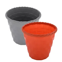 Kuber Industries Grey & Brown 2 Pcs Brick Flower Planters image 2